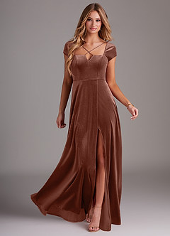 Azazie Gabi Final Sale Black A-Line Side Slit Velvet Dress image3