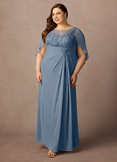 Azazie Hera Mother of the Bride Dresses Twilight A-Line Lace Capelet Chiffon Dress image9
