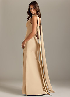 Azazie Kinsley Vestidos de damas de honor Vestido de Champán de Satén Elástico de Corte Sirena con Corte Lateral image6