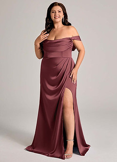Azazie Johana Bridesmaid Dresses Merlot Mermaid Off the Shoulder Stretch Satin Convertible Dress image10