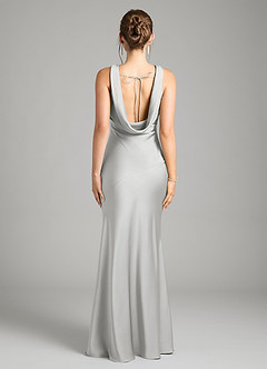 Azazie Rylina Bridesmaid Dresses Silver Mermaid Stretch Satin Dress image3
