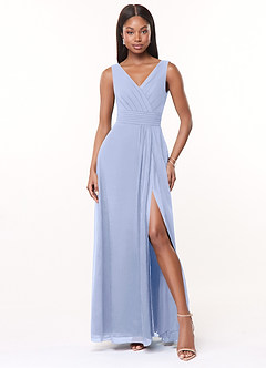 Azazie Karina Bridesmaid Dresses Ice A-Line Pleated Chiffon Dress image1
