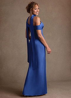 Azazie Kamala Suknie dla Matki Panny Młodej Osłona Jedno ramię Satyna elastyczna Długość podłogi Sukienka image5