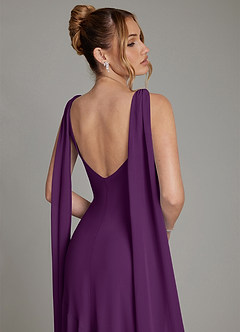 Azazie Essence Bridesmaid Dresses Grape Sheath Chiffon Dress image9