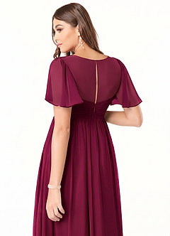 Azazie Verna Maternity Bridesmaid Dresses A-Line V-Neck Ruched Chiffon Floor-Length Dress image6