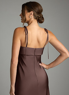 Azazie Ellia Bridesmaid Dresses Ganache Sheath Bow Stretch Satin Dress image6