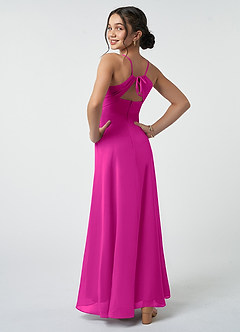 Azazie Avelina Junior Fuchsia A-Line Pleated Chiffon Dress image5