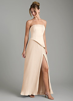 Azazie Tierney Bridesmaid Dresses White Alabaster A-Line Strapless Chiffon Convertible Dress image6