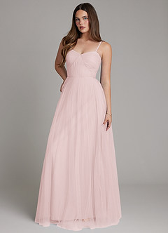 Azazie Teagan Bridesmaid Dresses Blushing Pink A-Line Sweetheart Neckline Tulle Dress image4