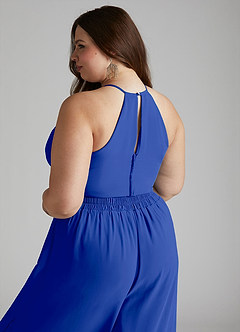 Azazie Kenzi Jurken voor bruidsmeisjes Jumpsuit van Chiffon Geplooid Koningsblauw image10