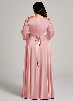 Azazie Leonia Suknie dla druhen Linia A Długi rękaw Satyna elastyczna Do ziemi Sukienka image13