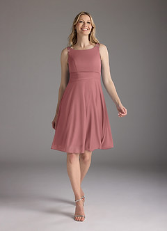 Azazie Sunny Mother of the Bride Dresses Desert Rose A-Line Pleated Mesh Dress image5