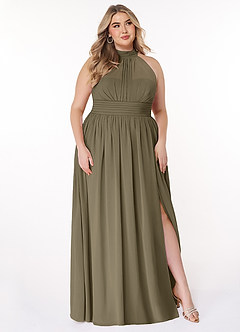 Azazie Iman Bridesmaid Dresses Willow Green A-Line A-Line Ruched Chiffon Dress image11