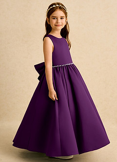 Azazie Daisies Abiti da Ragazza di Fiori Abito Principessa in Raso Opaco Fiocco Uva image6