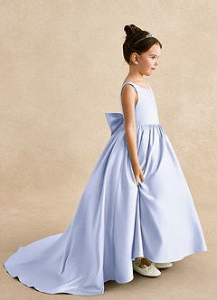 Azazie Mimia Flower Girl Dresses Lavender A-Line Bow Matte Satin Dress image1