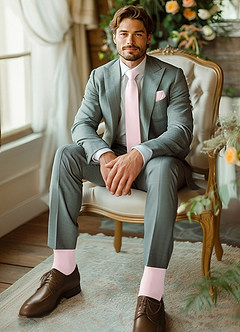 front Matching Skinny Tie & Pocket Square & Socks Set
