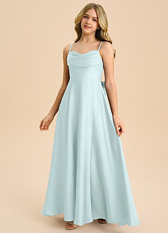 Azazie Bear Junior Sea Glass A-Line Sweetheart Neckline Stretch Satin Dress image4