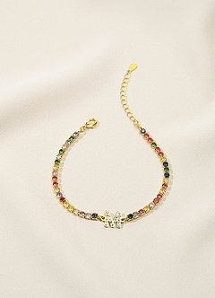 front Kleurrijke tennisarmband met strass-steentjes