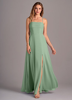 Azazie Carolyn Bridesmaid Dresses Matcha A-Line Pleated Chiffon Dress image4