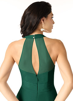 Azazie Danica Bridesmaid Dresses Emerald A-Line Pleated Chiffon Dress image5