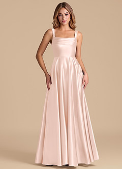 Azazie Shaude Jurken voor bruidsmeisjes Jurk van Metaalachtig Satijn met A-Lijn Geplooid Rosé Goud image5