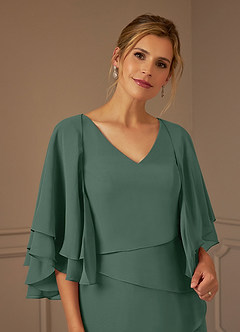 Azazie OHara Mother of the Bride Dresses Sea Moss A-Line V-Neck Chiffon Dress image6