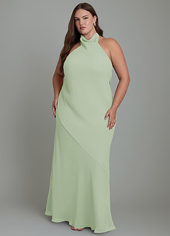 Azazie Velli Bridesmaid Dresses Dusty Sage Mermaid High Neck Chiffon Dress image8