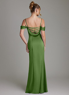 Azazie Nira Bridesmaid Dresses Basil Mermaid Corset Stretch Satin Dress image8