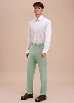 front Ethan Dusty Sage Refined Weave Dress Pants