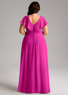 Azazie Lainey Bridesmaid Dresses Fuchsia A-Line with Pockets Chiffon Dress image9
