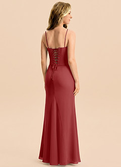 Azazie Sorrel Junior Rust Mermaid Pleated Chiffon Dress image2