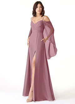 Azazie Cienna Bridesmaid Dresses Vintage Mauve A-Line Off the Shoulder Chiffon Dress image4