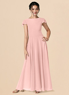 Azazie Payton Junior Rosette A-Line Bow Chiffon Dress image1