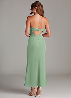 Azazie Leonis Brautjungfernkleider Wandelbar Meerjungfrau-Linie Schulterfrei Chiffon Kleid Matcha image5