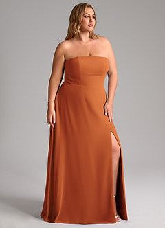 Azazie Wren Bridesmaid Dresses Cinnamon A-Line Side Slit Chiffon Convertible Dress image12