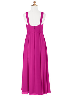Azazie Simoan Junior Abito A-Line in Chiffon Scollo a Cuore Fucsia image5
