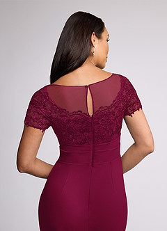 Azazie Susan Abiti per la Madre della Sposa Abito Tubino in Crepe Elasticizzato Pizzo Borgogna image5
