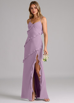 Azazie Nancie Brautjungfernkleider Meerjungfrau-Linie Gestreift Chiffon Kleid Blauregen image3