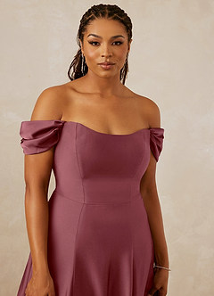 Christian Siriano Bridal for Azazie 1002 Bridesmaid Dresses Desert Rose A-Line Off the Shoulder Stretch Satin Convertible Dress image13