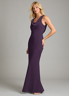 Azazie Rylina Bridesmaid Dresses Plum Mermaid Pleated Chiffon Dress image4