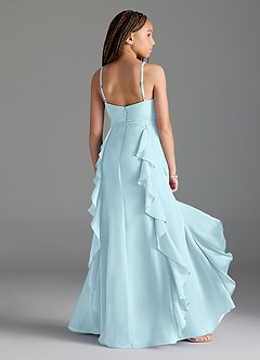 Azazie Peyton Junior Cloud Blue A-Line V-Neck Cascading Ruffles Chiffon Dress image2
