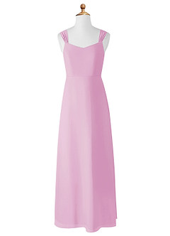 Azazie Denice Junior Vestido de Rosa Caramelo de Gasa de Corte en A image8