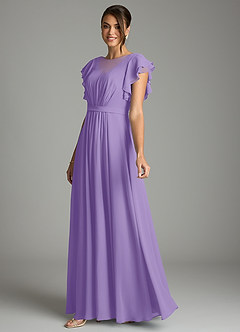 Azazie Daphne Modest Bridesmaid Dresses A-Line Ruffled Chiffon Floor-Length Dress image3