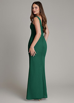 Azazie Hadley Bridesmaid Dresses Emerald Mermaid Pleated Chiffon Dress image5