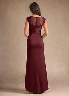 Azazie Santa Barbara Mère de la mariée Robes Robe Fourreau en Satin extensible Plissée Cabernet image3