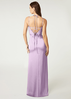 Azazie Desi Robes de demoiselle d'honneur Robe Fourreau en Satin extensible Corset dos nu Frostiges Flieder image3