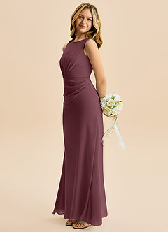 Azazie Floris Junior Robe Trapèze en Mousseline de soie Plissée Sangria image5