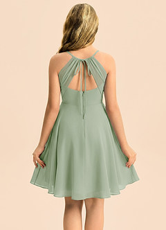 Azazie Avelina Junior Dusty Sage A-Line Pleated Chiffon Dress image2