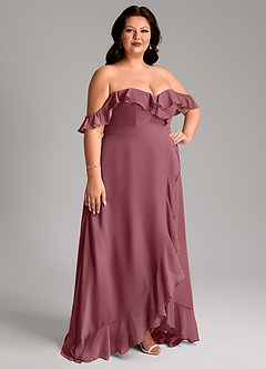 Azazie Lyra Bridesmaid Dresses Desert Rose A-Line Chiffon Convertible Dress image13
