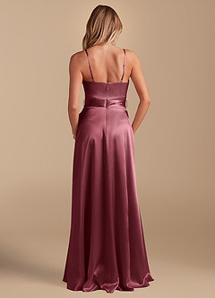 Azazie Sophia Final Sale Black A-Line with Pockets Metallic Satin Dress image8